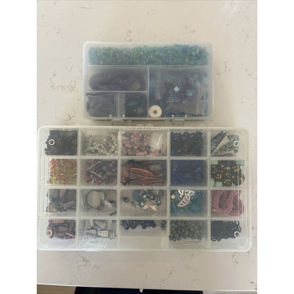DIY Jewelry Making Kit Beading Beads Charms Stones Cord Huge Almost 3lbs See Pic